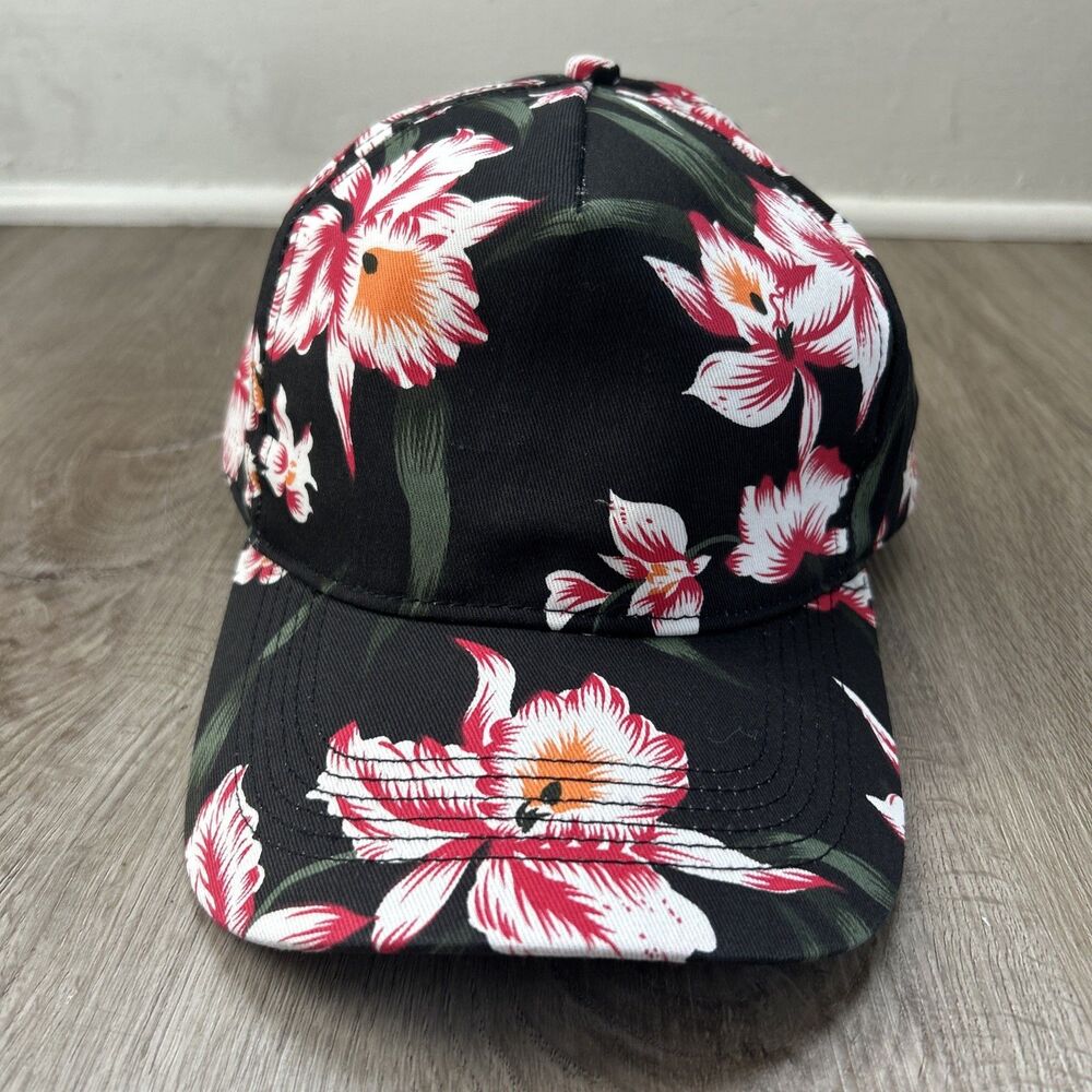San Sun Snapback Hat OSFA Tropical Floral Flower Cap Vintage Deadstock One Size